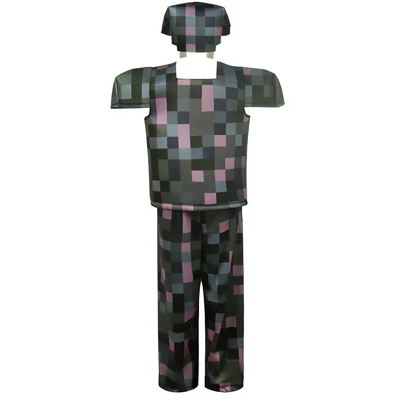 Pixel Adventure Role-Play Costume Set for Kids – Game-Inspired Boys' & Girls' Outfit for Holiday Parties, Stage Performances & Christmas Gifts