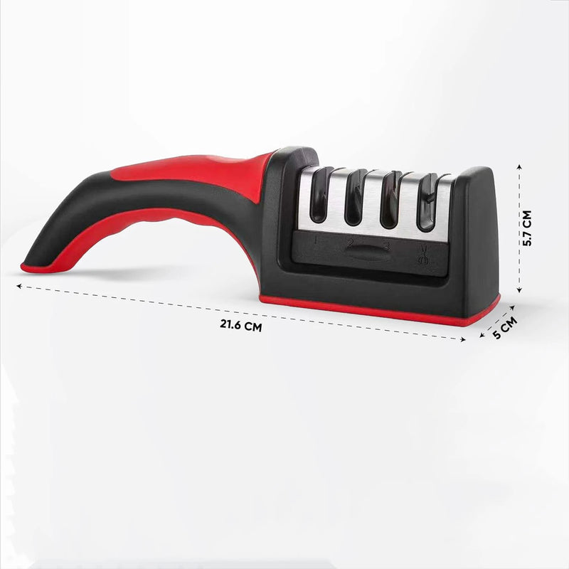 MasterBro 3-Segment Knife Sharpener Knife Sharpeners for Kitchen Knives Stainless Steel Three-Purpose Sharpening Stone for Kitchen Tools