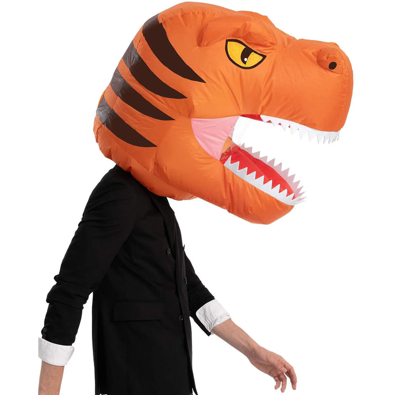Halloween Inflatable Dinosaur Helmet – Dragon Head Costume Mask, Fun Party Prop & Cosplay Costume Accessory