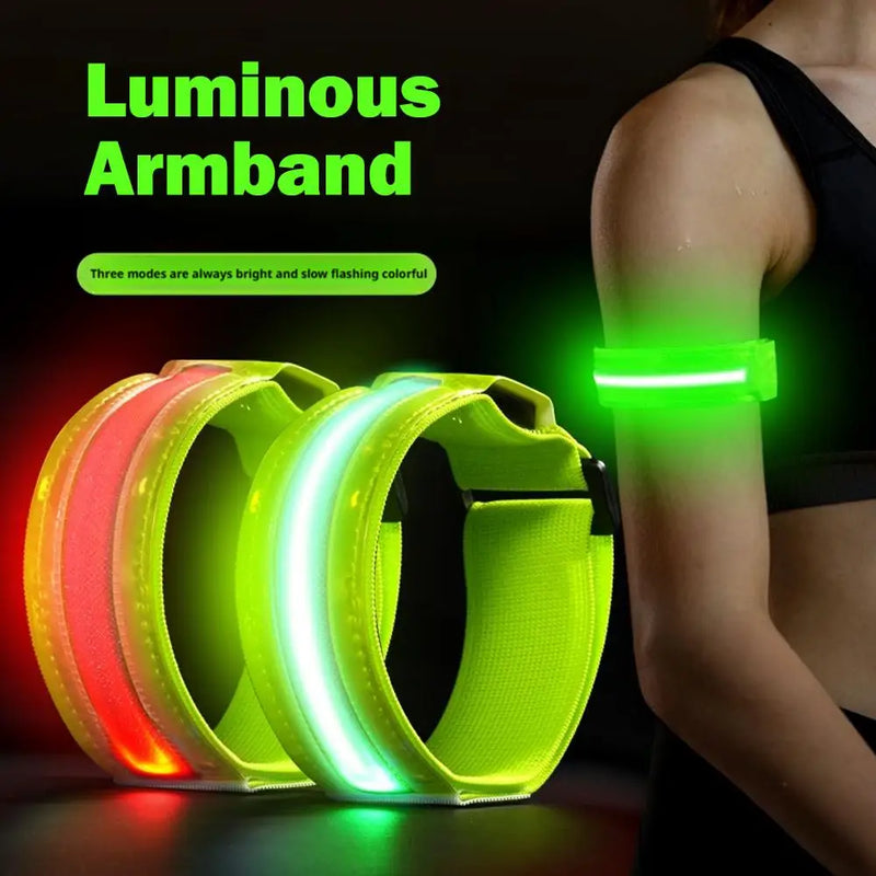 Night Running Armband LED Light Outdoor Sports USB Rechargeable Safety Belt Arm Leg Warning Wristband Cycling Bike Bicycle Light