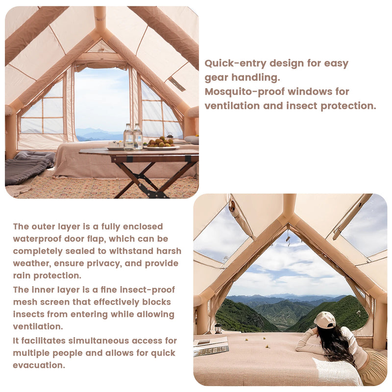 Pakicetus Large Inflatable camping tent 4-8 people with windows portable water-resistant camping tent