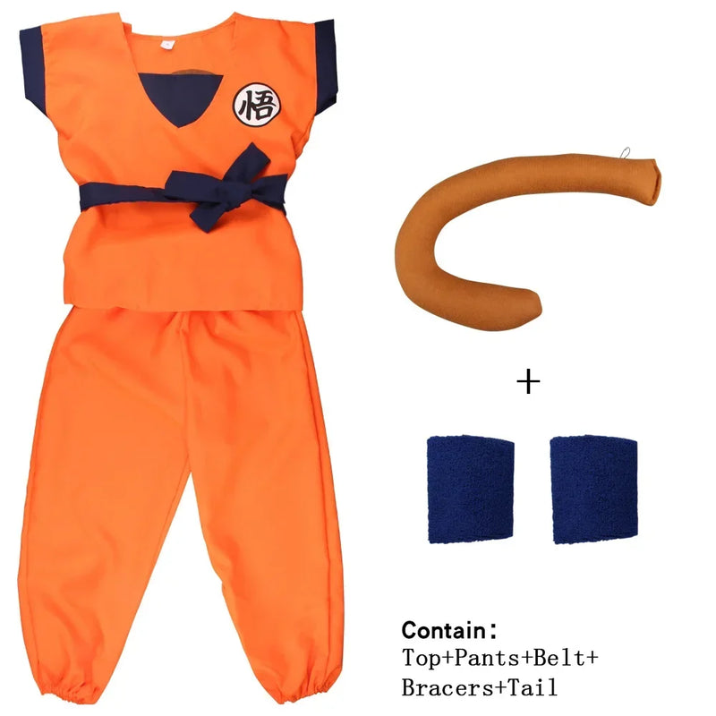 NEW Goku Cosplay Costume for Kids & Adults – Son Goku Super Saiyan Training Suit with Wig, Party Outfit