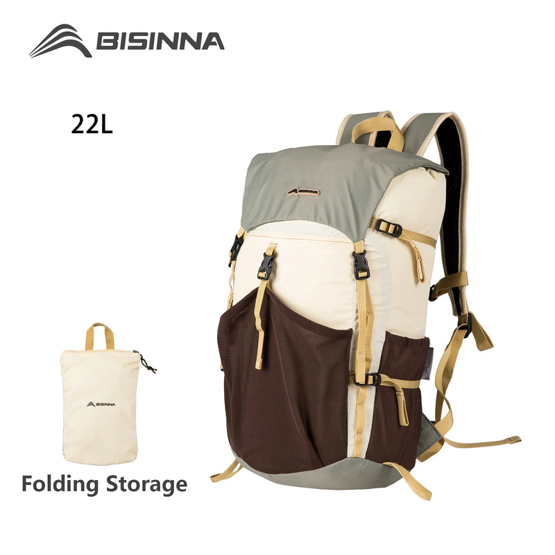BISINNA Camping Backpack, Hiking Portable Ultralight Waterproof Nylon Bag 22L
