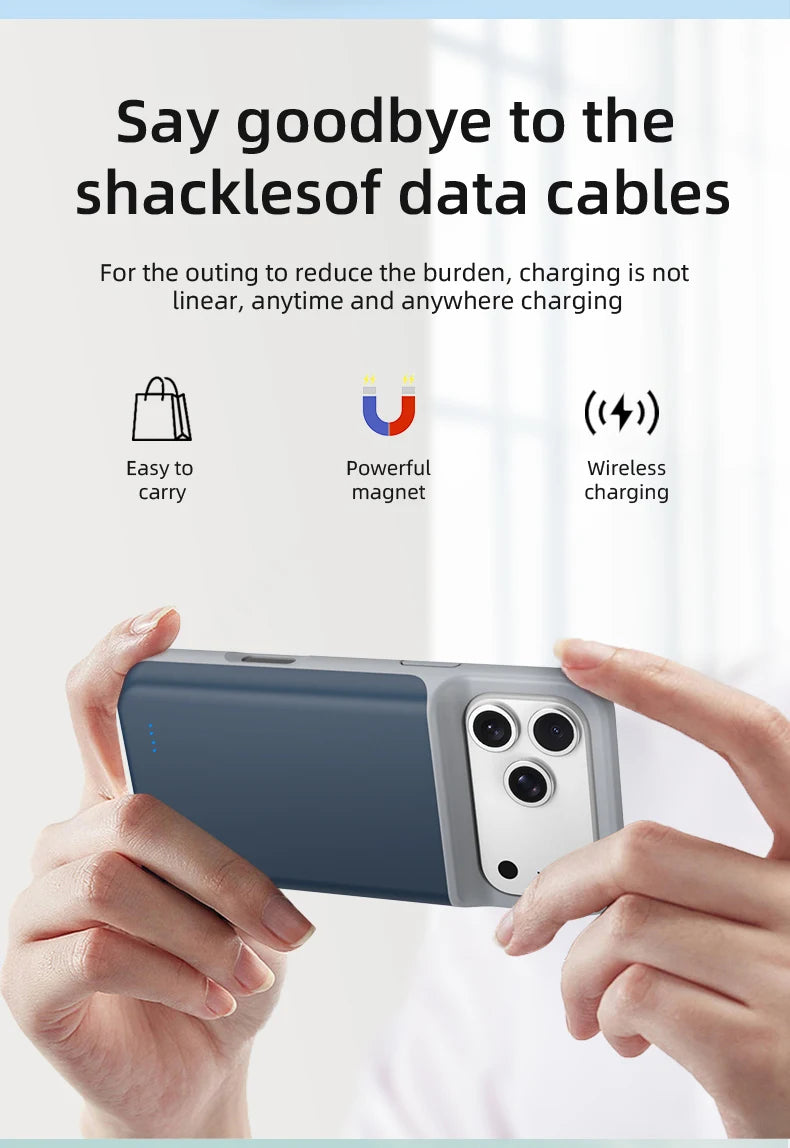 Xilecaly Smart Battery Charger Case For iPhone, Battery Pack Power Bank External Charging Cover For iPhone