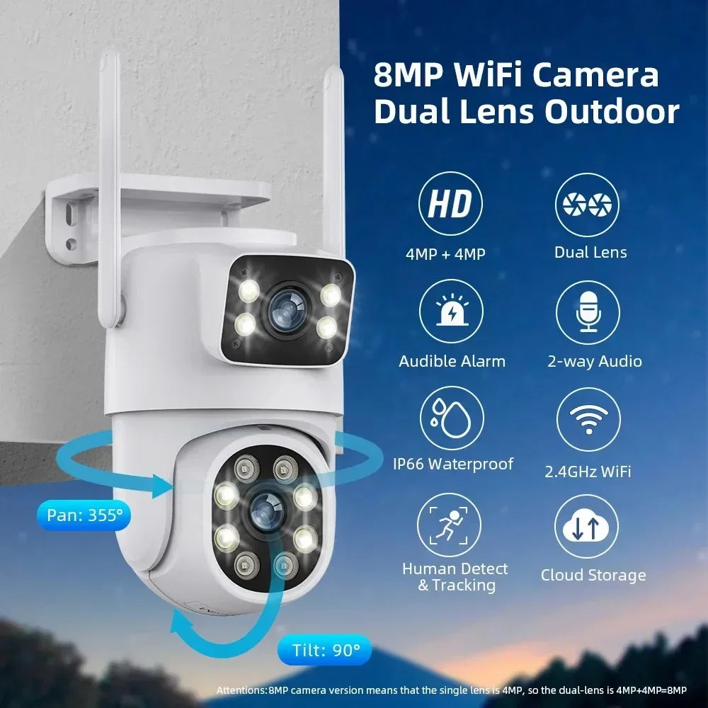 8MP Dual Lens Tuya Wifi Security Camera