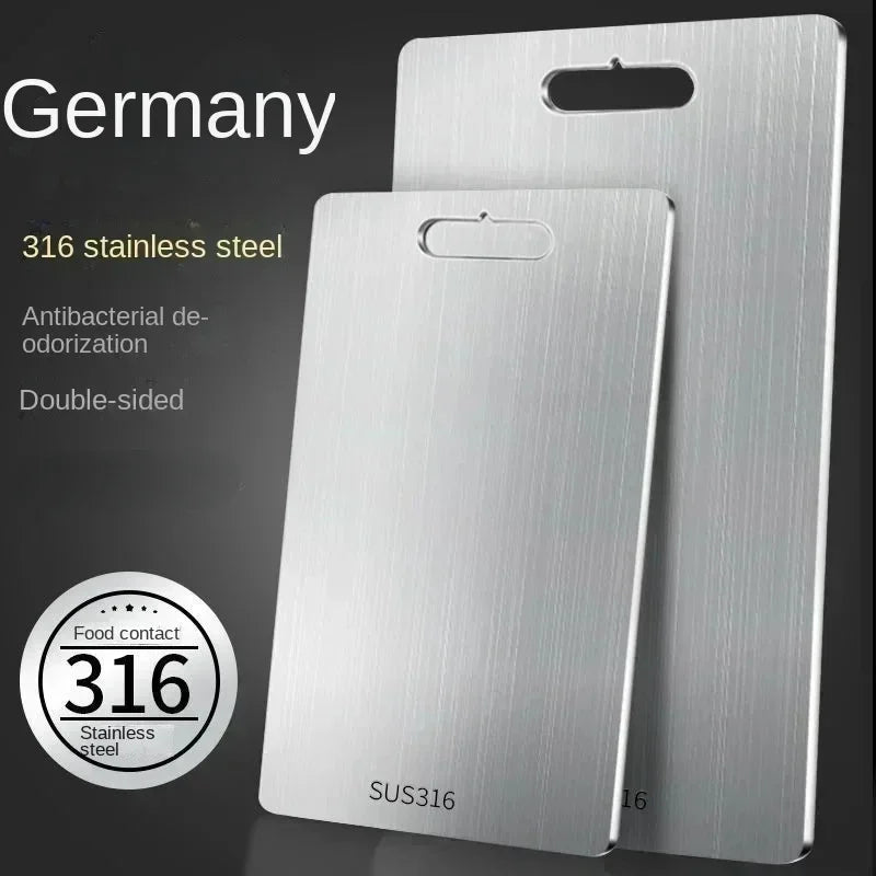 KitchenAed 316 Stainless Steel Panel and Chopping Board Kitchen Household Thickened Double Sided Cutting Board Block Kneading Dough Board