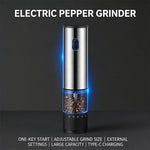 MasterBro Electric Salt and Pepper Grinder Automatic Rechargeable Pepper Mill Shakers External Adjustable Coarseness Kitchen Appliances