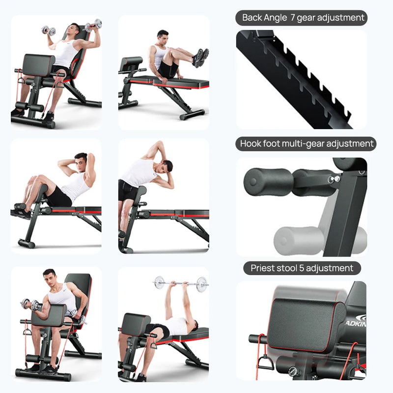 PORIYA ADKING Weight Bench Fitness Bench Press Squat Rack Adjustable Home Gym Equip
