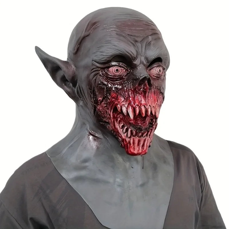 Realistic Vampire Horror Mask – Bloody Demon Zombie Full-Head & Neck Latex Mask for Halloween Cosplay