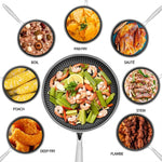 east Essentials Stainless Steel Frying Pan Nonstick Honeycomb Fry Pan with Lid Induction Ceramic Electric Gas Cooktops