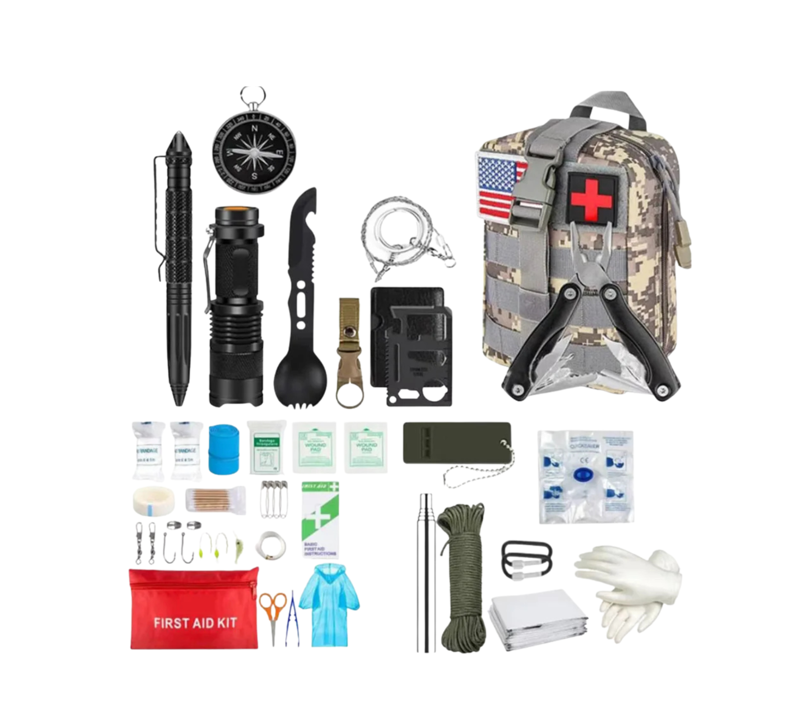 Survival First Aid Kit Survival Full Set Molle Outdoor Gear Emergency Kits