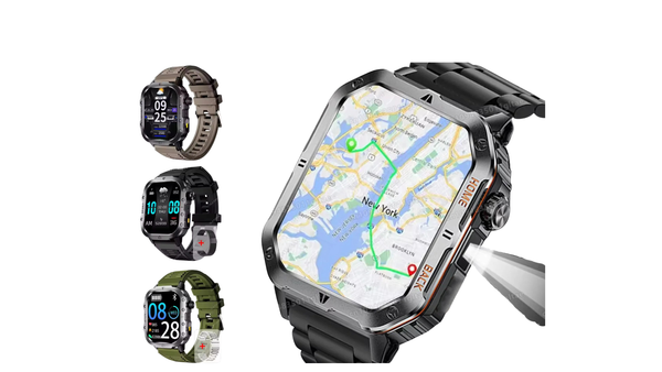 New Military Style Smart Watch Men's Flashlight Bluetooth Call & more features