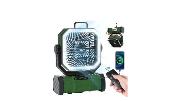 Radiator Fan 20000mAh Battery Camping Fan 4 LED Lantern 8 Speeds Portable Fan