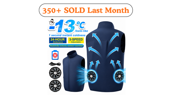 Lightweight Outdoor Cooling Vest - Men's 3-Speed 9-Blade Fan System for Camping, Fishing, Construction & Heat Relief