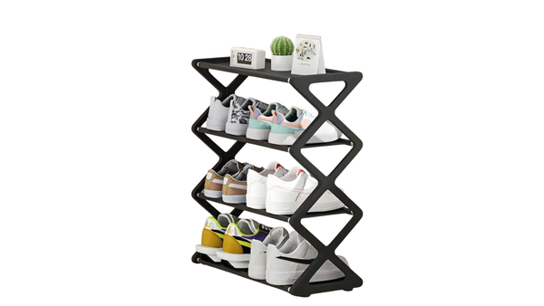Ahsee 4-Tier X-Type Shoe Storage Rack, Dorm Rooms Multifunctional X-shaped Dust-proof Storage Rack for Entryways Hallways Bedrooms