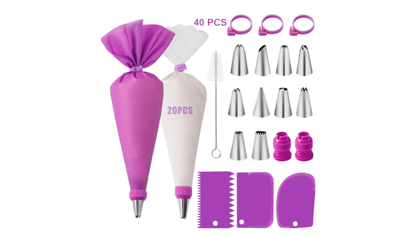 Silicone Piping Bags and Tips Set Cake DIY Decorating Kit with Stainless Steel Nozzle Reusable Silicone Pastry Baking tool