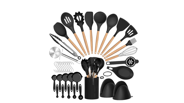 MasterBro 36pcs silicone utensil cooking set with holder