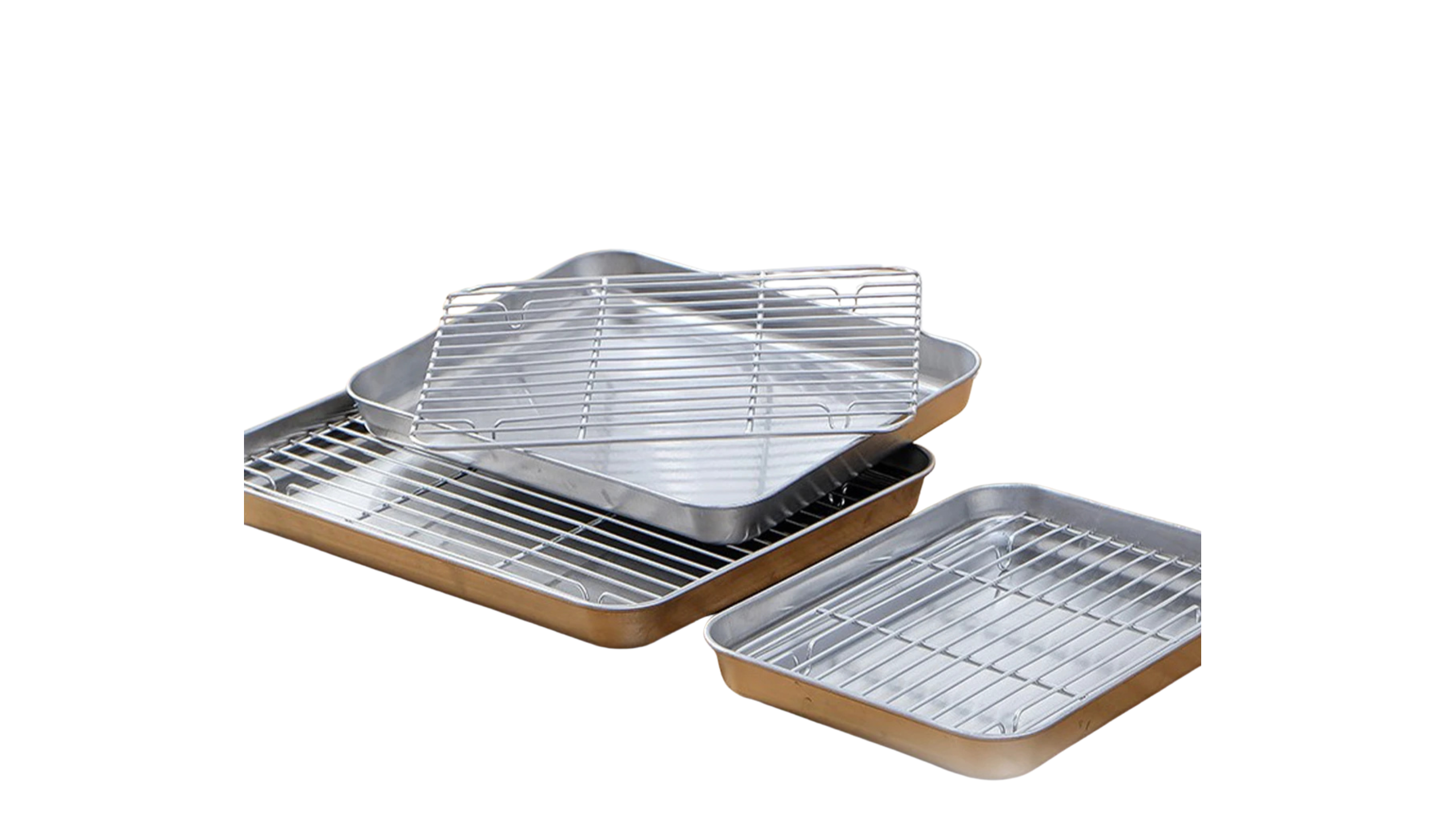 KitchenAed Roasting Pan with Wire Rack Cake Baking BBQ Pan Tray Plate Oven Brownie Rack Cooking Roasting Grilling Tool