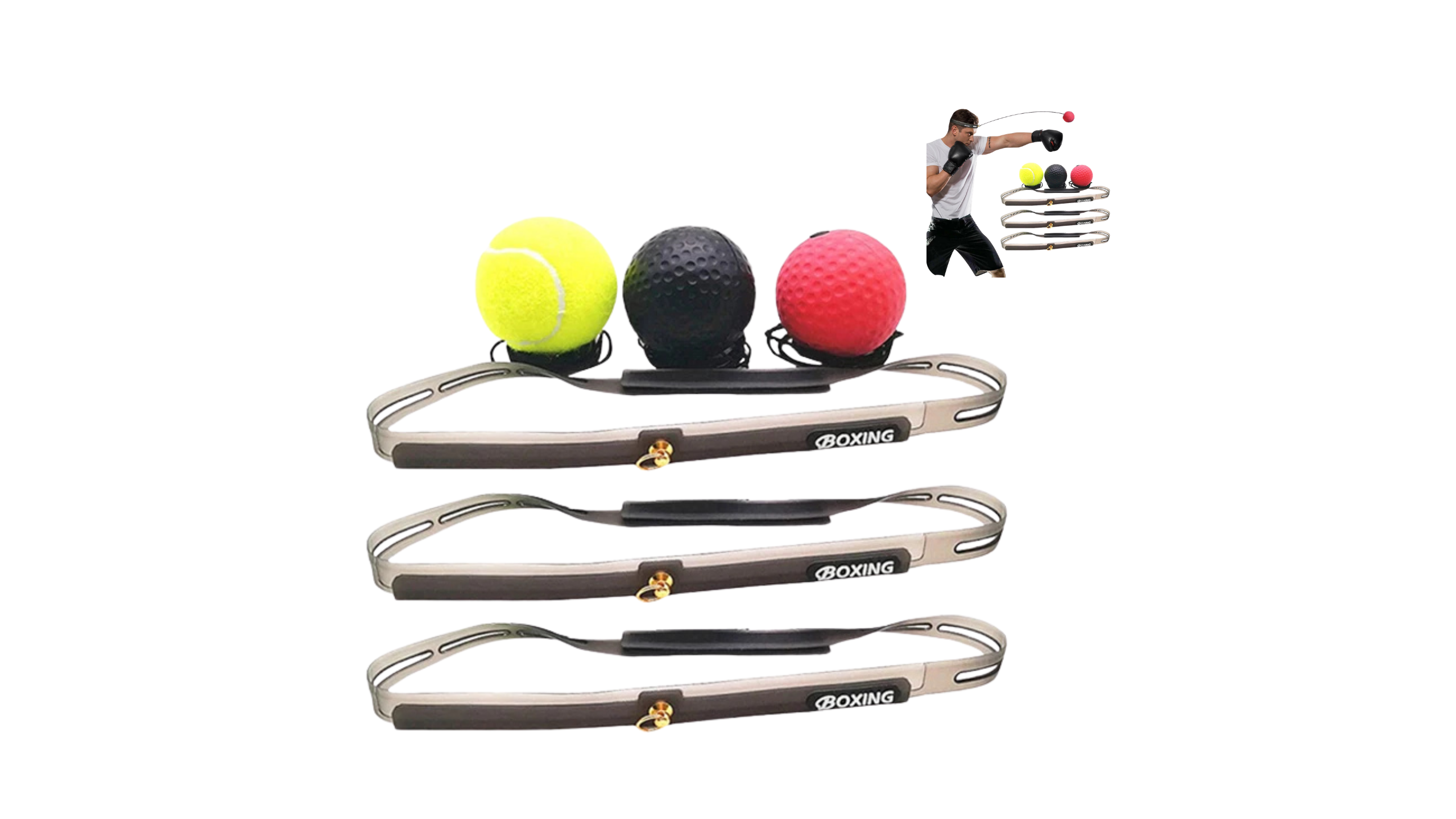 Meade Boxing Reflex Speed Punch Ball Boxing Rubber Balls for Agility Reaction Training with Sweatband Fitness Equipments Accessories