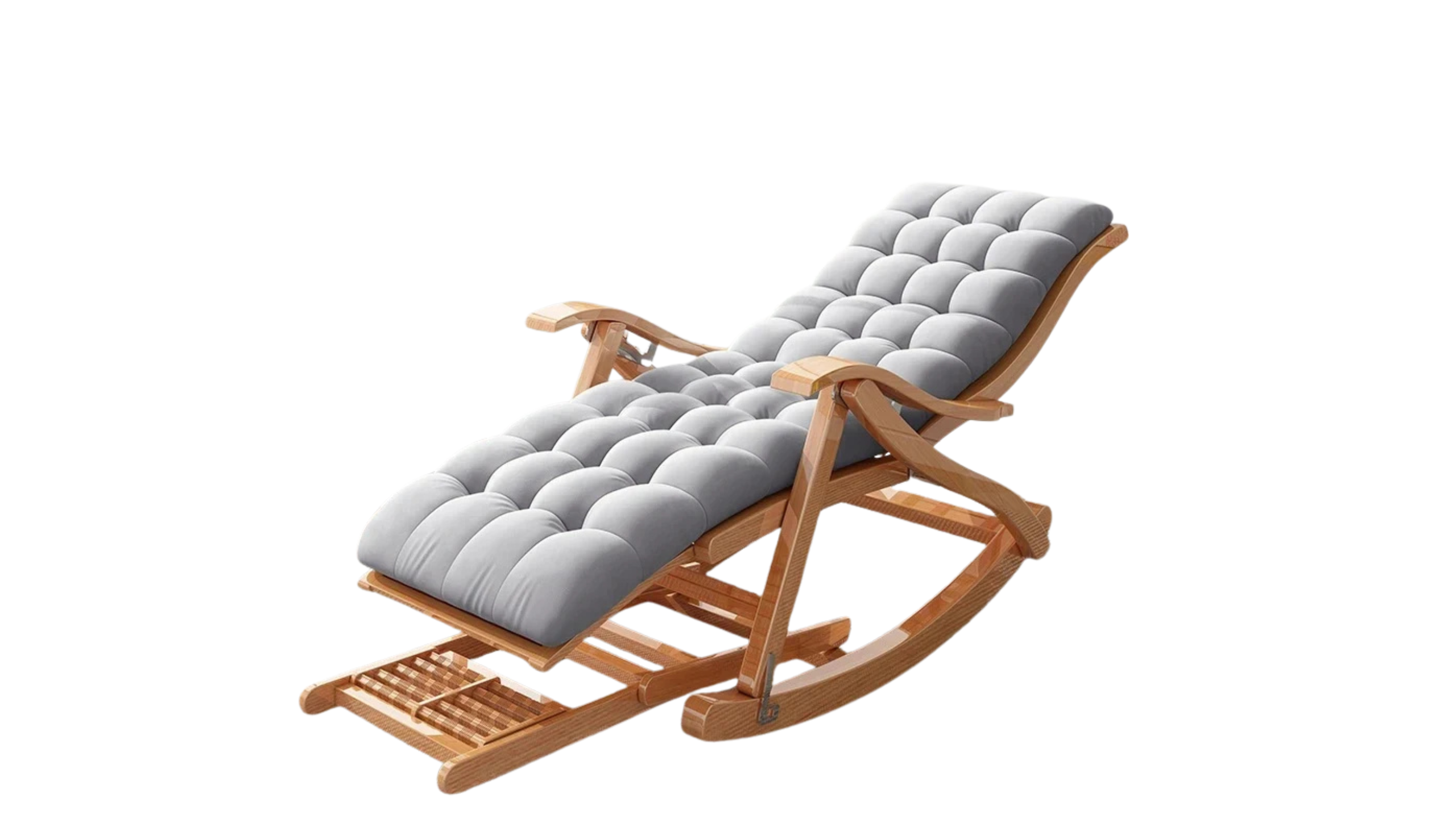 UVR Recliner Folding Rocking Chair Living Room Armchair Bed Office Lunch Break Nap Backrest Stool Bamboo Chaise Longue
