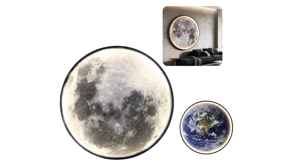 Nawongo Dimmable Indoor Creative Wall Mounted Ceiling Light Creative Bedside Living Room Round Decoration Modern LED Moon Wall 50cm Wall Light