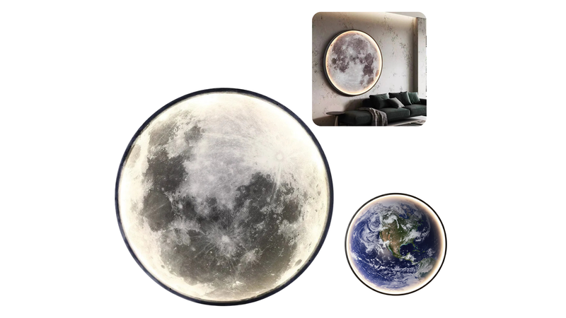 Nawongo Dimmable Indoor Creative Wall Mounted Ceiling Light Creative Bedside Living Room Round Decoration Modern LED Moon Wall 50cm Wall Light