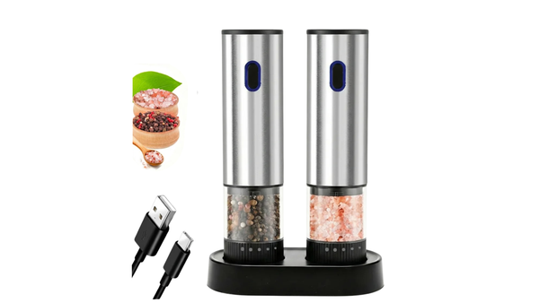 MasterBro Electric Salt and Pepper Grinder Automatic Rechargeable Pepper Mill Shakers External Adjustable Coarseness Kitchen Appliances