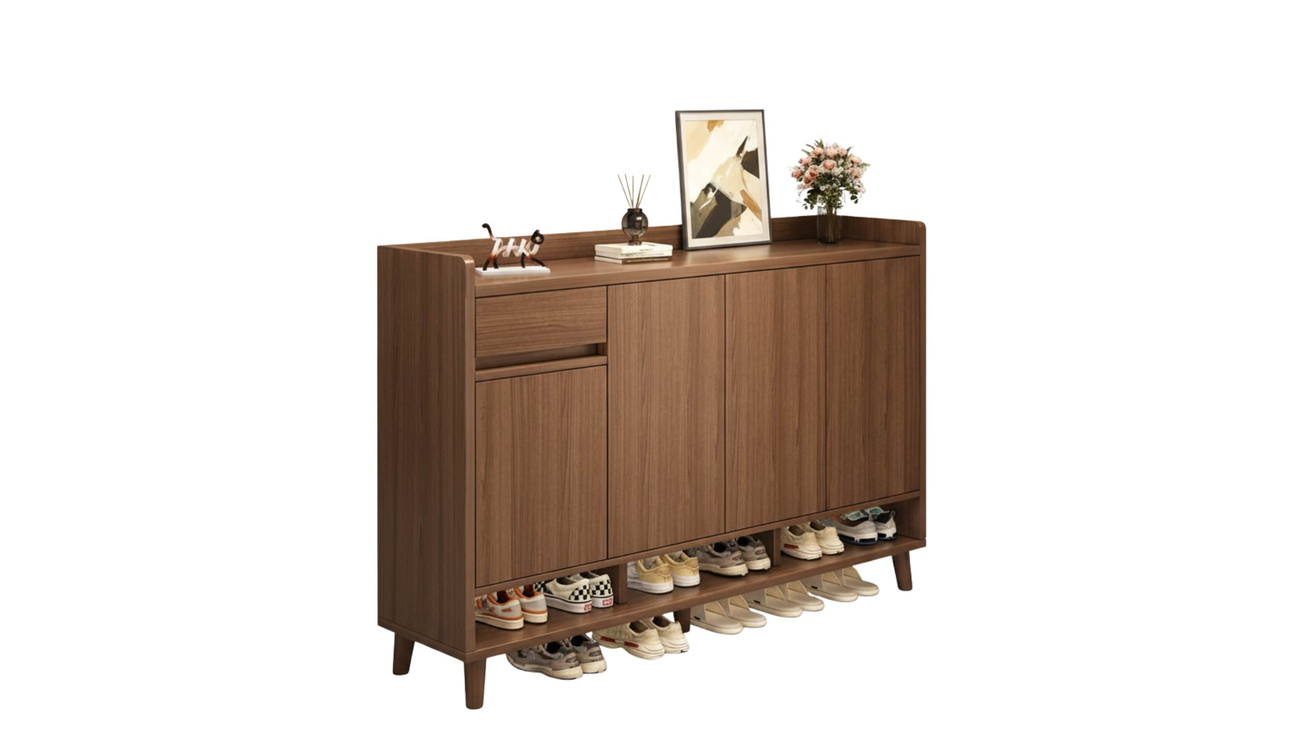MOYU Multi-Function Pine Wood Shoe Cabinet Storage Furnitur Modern Freestanding Entryway Shoe Rack with Home Organization Furniture