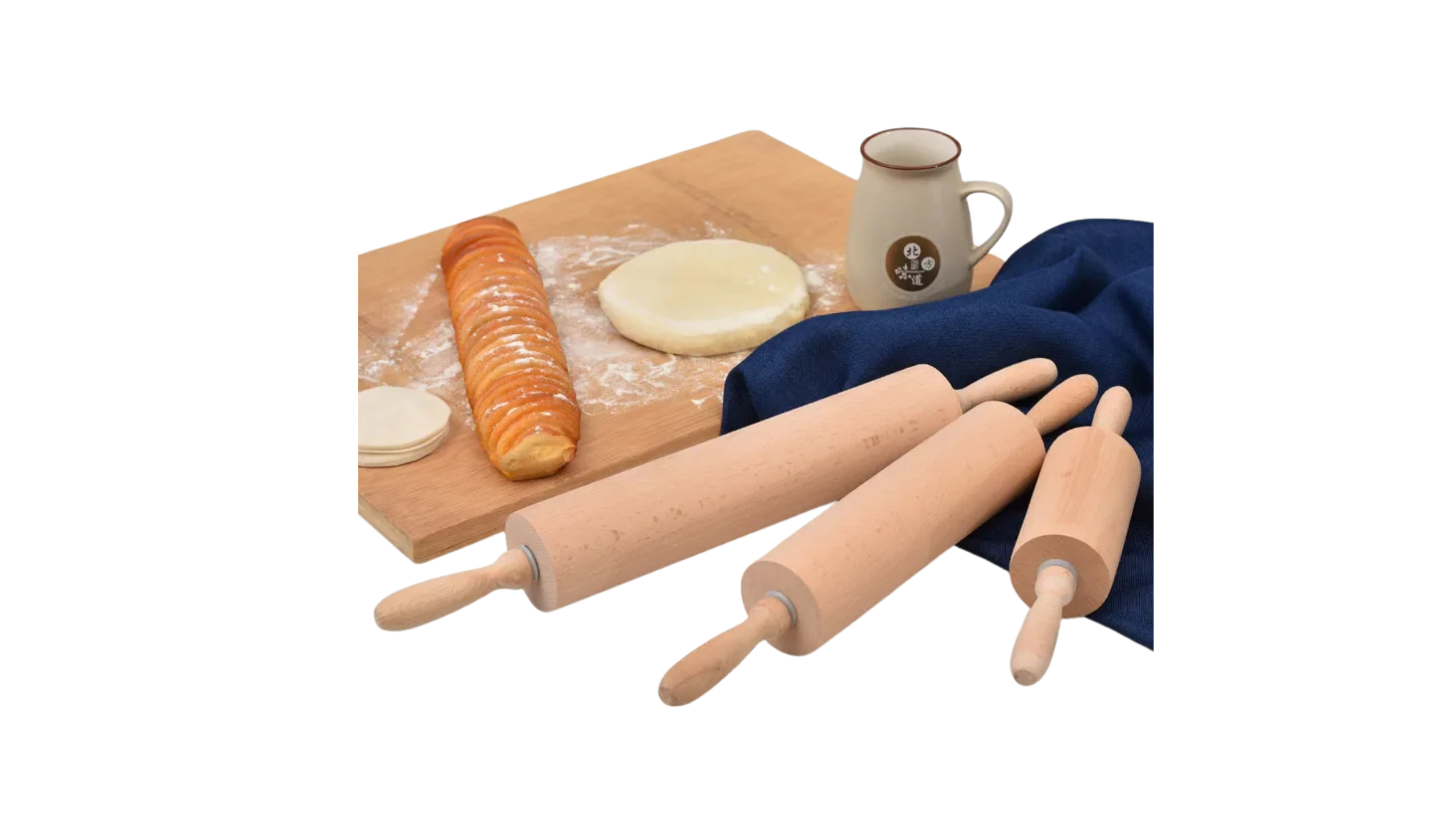 Beccarat Wooden Rolling Pin Professional Dough Roller Non-Stick Rolling Pin for Pasta Dough Pizza Baking Cookies Biscuit Fondant Cake