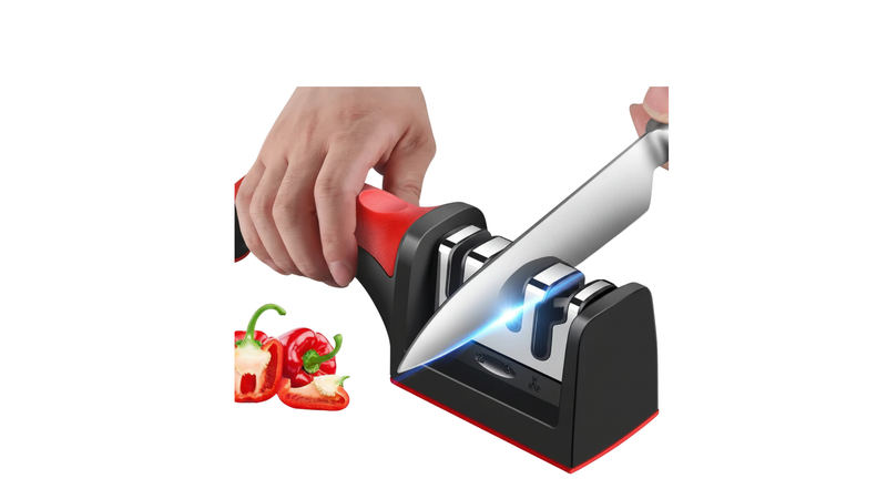 MasterBro 3-Segment Knife Sharpener Knife Sharpeners for Kitchen Knives Stainless Steel Three-Purpose Sharpening Stone for Kitchen Tools