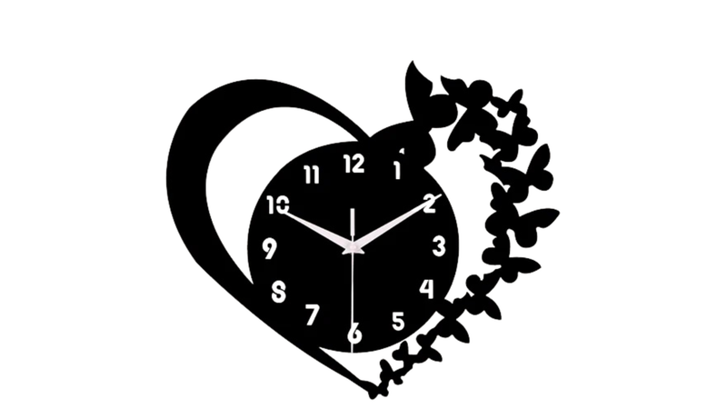 east Home Heart shaped frameless design acrylic silent clock living room bedroom home decoration Mother's Day New Year Easter gift