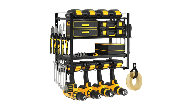 Ishmet Power Tool Organizer Wall Mount Heavy Duty Metal Tool Shelf Cordless Drill Hanger Storage Rack Tool Holder for Workshop Pegboard