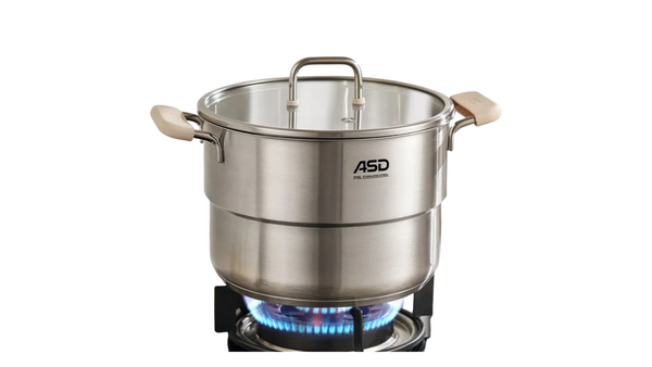 ASD 316L Food Grade Thick Stainless-Steel Steamer Pot 2-Tier Cooking Pot 22cm Induction & Gas Stove Compatible