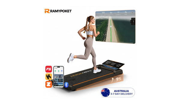 RAMYPOKET Walking Pad Treadmill with 9% Incline APP Control, 3-Window LED 2.5HP Under Desk Treadmill 120KG Capacity 1-8 Km/h Treadmill Running Machine