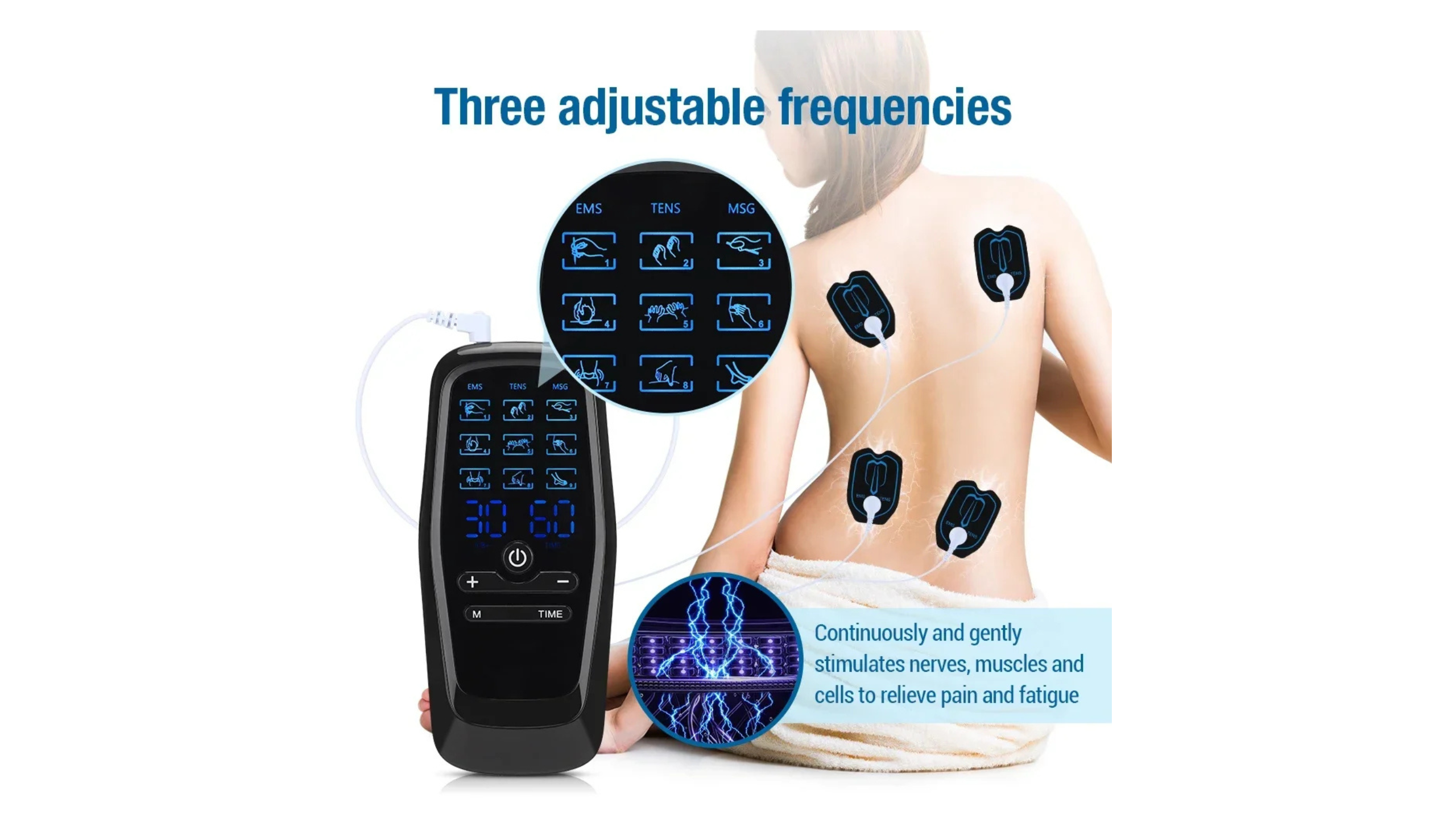 EMS Tens Muscle Stimulator Electric Full Body Massager 9 Modes 30 Levels Digital Pulse Physical Therapy Simulate Back Massage
