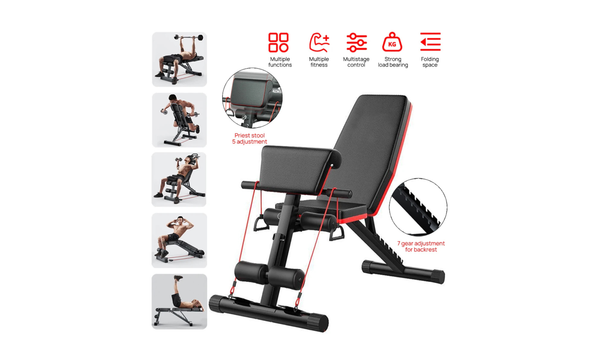 PORIYA ADKING Weight Bench Fitness Bench Press Squat Rack Adjustable Home Gym Equip