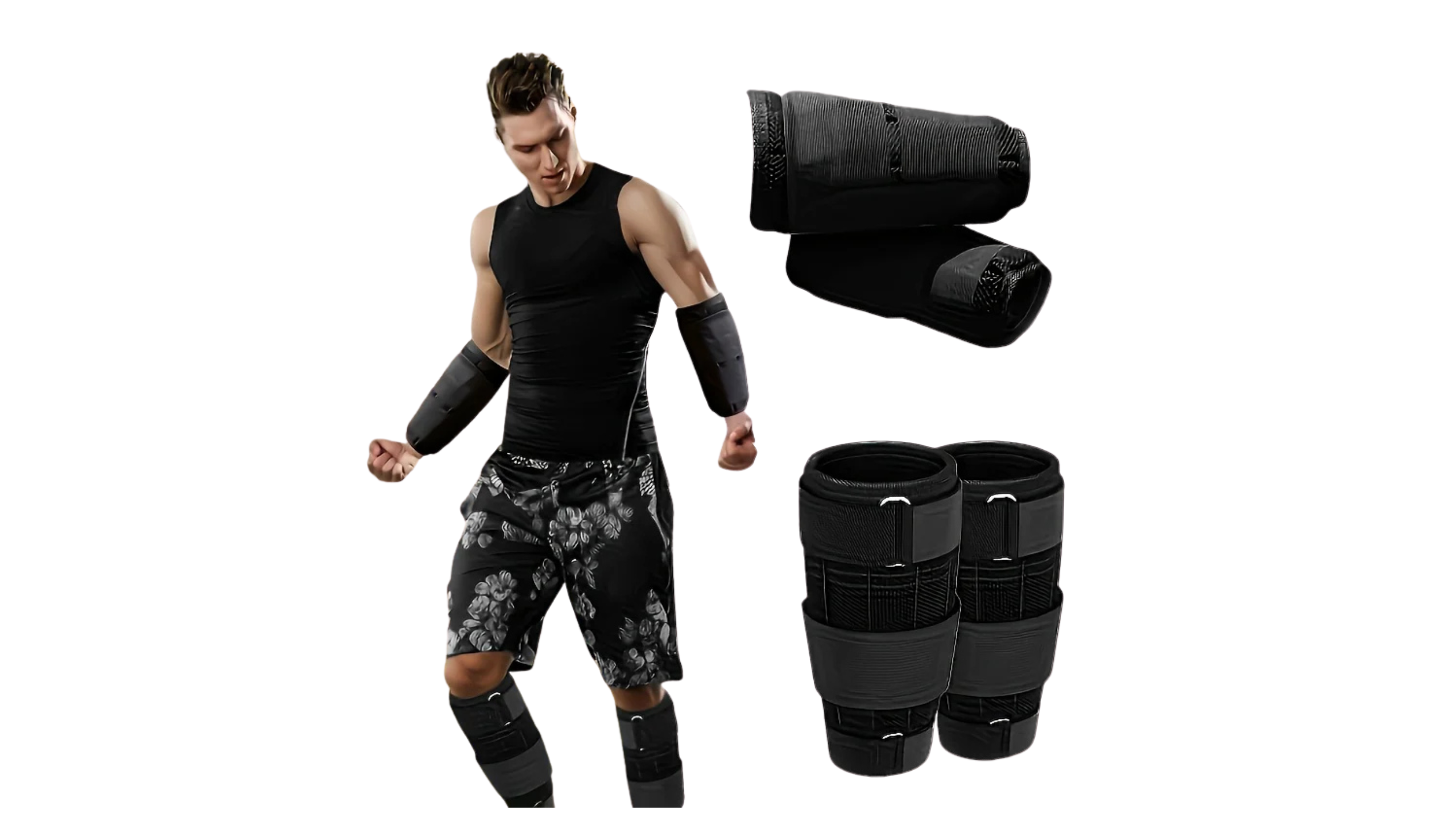 4 adjustable ankle/wrist weight straps - Weight packs for leg and arm training, suitable for walking and running exercises