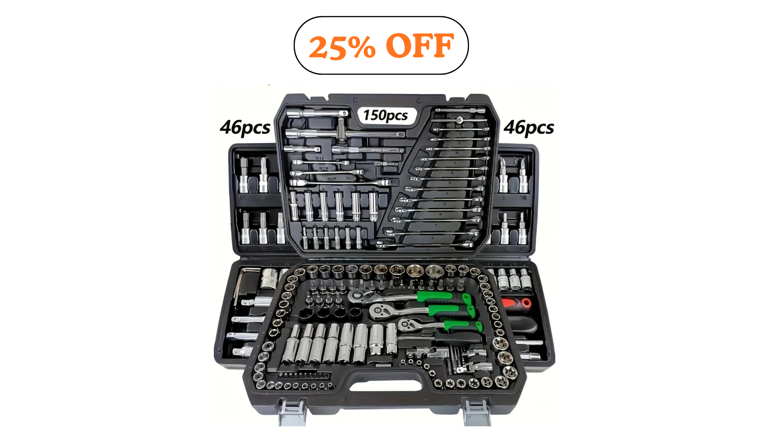 150/46pcs Auto Mechanical Repair Tool Set, Multifunctional with Socket, Wrench And Ratchet Set, Auto Repair, Mechanical Toolkit Brand New Father's Day Gift