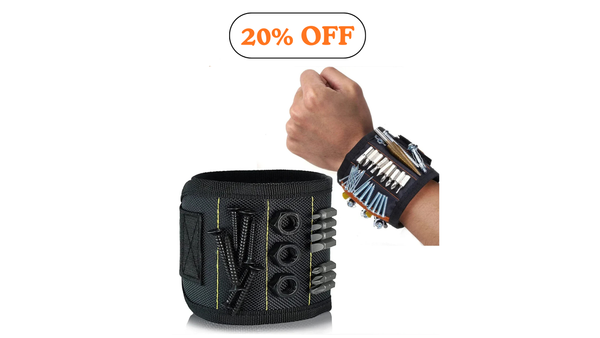 5 Rows 15 Magnets Powerful Magnetic Tool Magnetic Wristband Secure Screws Nails Drill Bits Strong Magnetic Wrist Tool Kits Parts Best for Father's Day