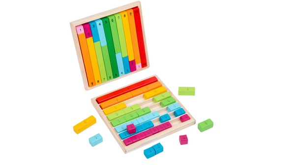 Wooden Montessori Teaching Math Toys Colour Fraction & Adding Sticks