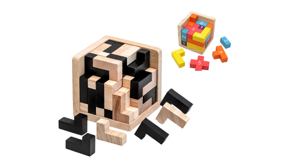 3D Cube Puzzle Luban Interlocking Creative Educational Wooden Toy