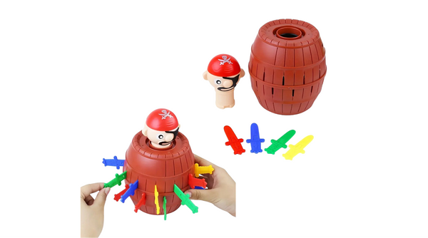 Pirate Barrel Game Interactive Pop-Up Pirate Toy Bucket with Swords Puzzle Action Game